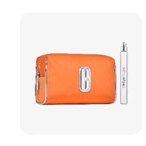 Clinique Orange Cosmetic Bag with Clinique Happy Perfume